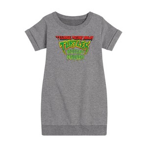 Girls' - Teenage Mutant Ninja Turtles - Movie Logo Graphic Short Sleeve Fleece Dress - 1 of 4