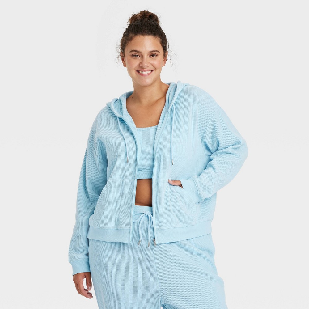 Women's Thermal Zip-Up Hoodie Sweatshirt - Auden™ Turquoise 1X