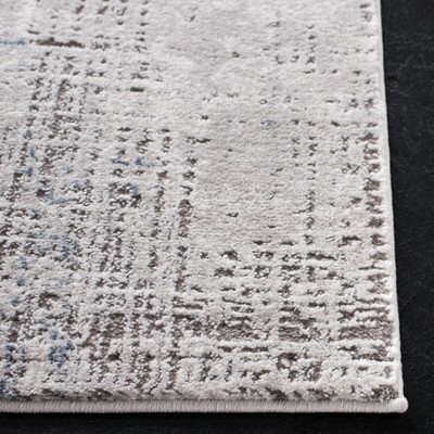 Gray and Blue Abstract Washable Rectangular Area Rug