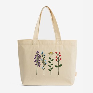 s*a様 新品 TARGET アイボリー トートバッグ Four Floral Stems - Zippered Canvas Tote - One Size Ivory : Target