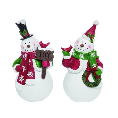 Transpac Resin 12 in. Multicolor Christmas Standing Snowman Set of 2