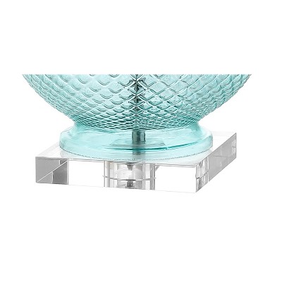 Aqua Glass and Crystal 26" Table Lamp with White Shade