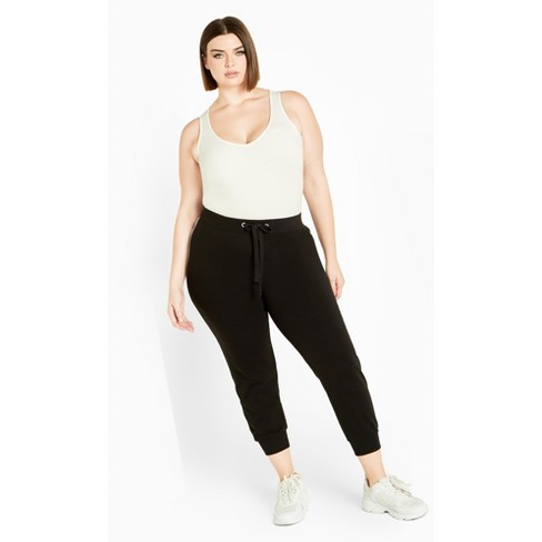 Women's Plus Size Double Stripe Pant - Black