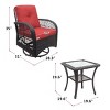 3-Piece Wicker Rocker Swivel Patio Accent Chair Set Of 2,Glass Top Side Table,Modern Arm Chair With Cushion,Patio Chairs Outdoor -Maison Boucle - 3 of 4