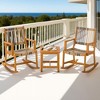 Dsvimoy Patio Accent Table Set 3 Piece Rocking Bistro Set with Acacia Wood and Rattan Backrest for Garden, Brown, 33"*24"*35.5" - 2 of 4