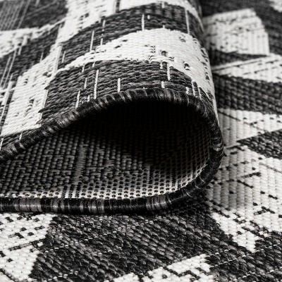 Andratx Black/Ivory Geometric Synthetic Indoor/Outdoor Rug