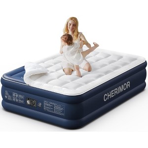 Queen Air Mattress Pump & Quilted Topper, 20" High, 800 lb Support, Fast Inflate for Guests - 1 of 4