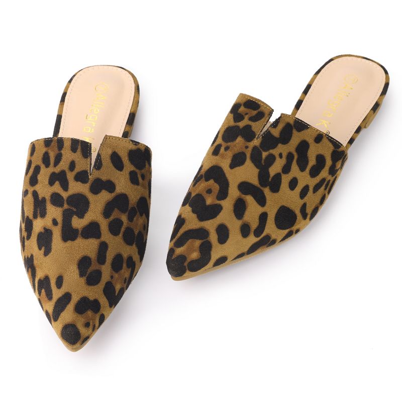 Allegra K Women's Pointed Toe Loafers V Shape Flat Slides Mules, 1 of 7