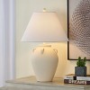 Maxax Cream White Ceramic Table Lamp,Modern Design Desk Lamp with Beige Fabric Shade for Bedroom, Living Room, 3-Way 100W E26 Base - 2 of 4