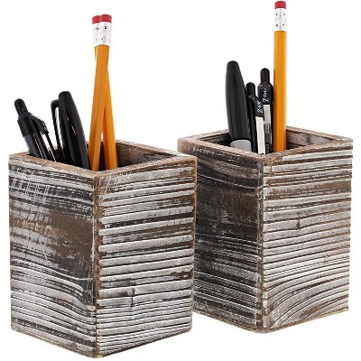 Rustic Wood Pencil Holder (2 Pack)