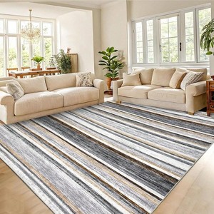 Modern Striped Rug,Farmhouse Non Slip Washable, Large Area Rug for Living Room Bedroom - 1 of 4