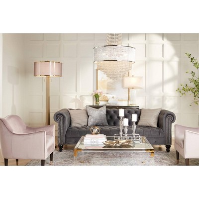 Granview 70.5" Antique Brass Metal Floor Lamp with Organza and Linen Shade