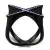 Women’s Stainless Steel Ring, IP Black Finish, Amethyst Crystal X Design, Single-Tone Fashion Band, Sizes 5-10 - 3 of 4