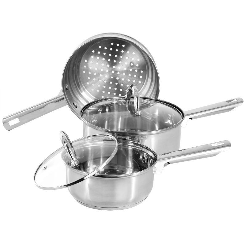 At Home Pirlo 12 Piece Heavy Gauge Stainless Steel Cookware and Utensil Set in Silver, 2 of 7