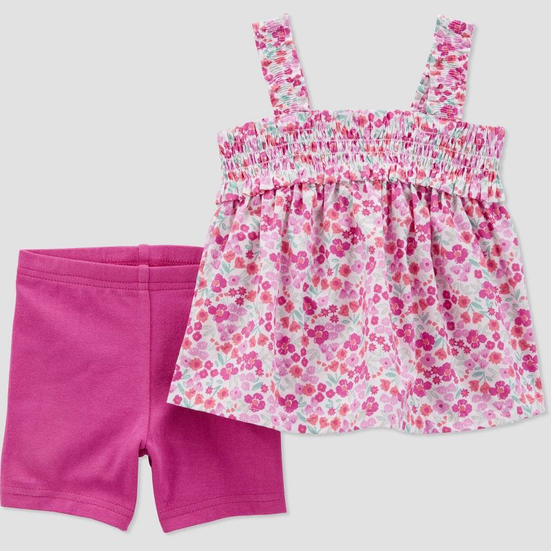 Carter's Just One You® Baby Girls' Floral Top & Bottom Set - Pink, 1 of 7