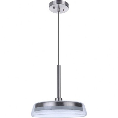 Mini Brushed Nickel Pendant Light with Clear Seeded Glass Shade