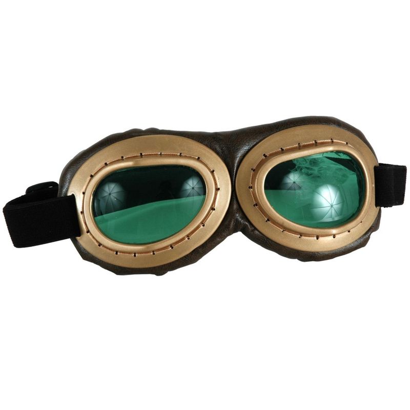 HalloweenCostumes.com    Adult Gold Aviator Goggles, Black/Orange/Green, 1 of 2
