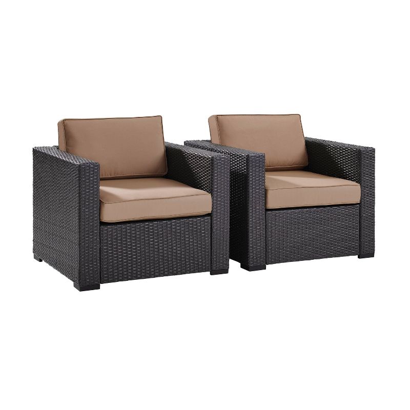 Biscayne 2pc Outdoor Wicker Chairs - Mocha - Crosley, 4 of 11