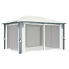 vidaXL Aluminum Outdoor Gazebo with Cream Curtains, Insect Mesh Screens and Waterproof Oxford Fabric Roof - 157.5"x118.1"x106.3" - 4 of 4