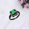 Slickblue IP Black Stainless Steel Engagement Ring with Emerald CZ and Clear Stones - Square Halo Design, Size 5-10 - 2 of 4