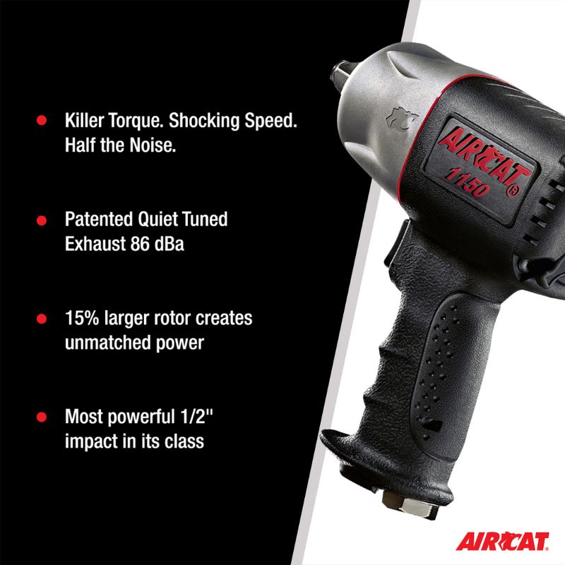 AIRCAT 1150 1/2-Inch Drive "Killer Torque" Composite Impact Wrench 1295 ft-lbs, 5 of 9
