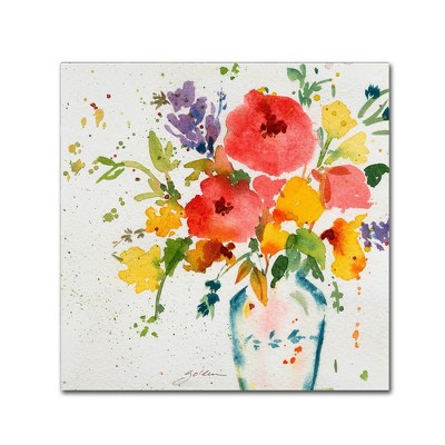 24" x 24" White Vase with Bright Flowers by Sheila Golden - Trademark Fine Art