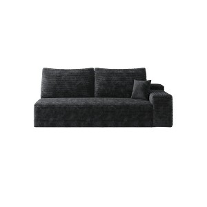 Whisen 107.5" 3-Seater Left Cloud Sectional Sofa, Plush Corduroy, Hassle-Free Setup for Modern Homes - Black - 1 of 4