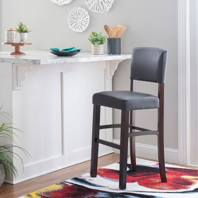 Espresso Elegance 30" Dark Brown Leather Upholstered Barstool