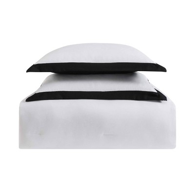 White and Black Microfiber Reversible Full Bed Set