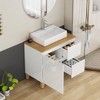 Gulches 31 in 1 Sink All-in-One Vanity Glossy White Bath Vanity with Natural Solid Wood Top Soft Close Handle-Free Square Ceramic Basin - 4 of 4