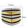 Slickblue Women’s Two-Tone Ring, Gold & Silver Stripes with Jet Epoxy on Wide Black Stainless Steel Band, Size 5–10 - 2 of 4