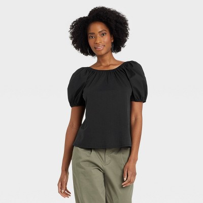 Women's Puff Short Sleeve Tie-Back Top - A New Day™