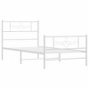 vidaXL Metal Bed Frame without Mattress with Headboard White Twin Extra Long (XL) - 3 of 4