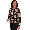 Alfred Dunner Women's Vertical Flower Zig Zag Sweater - 3 of 4