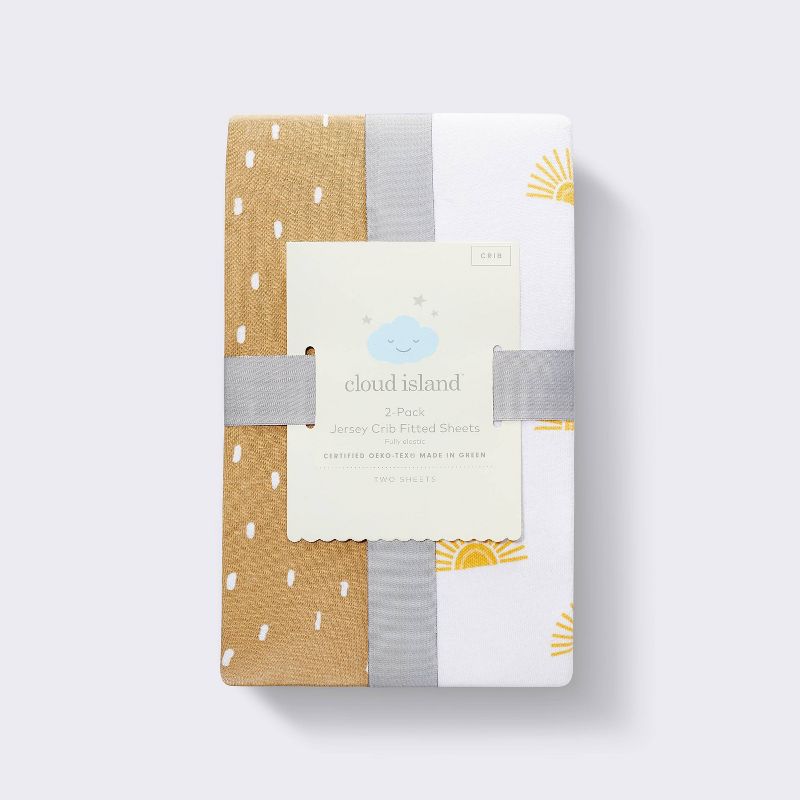 Fitted Jersey Crib Sheet - Sun Dashes - 2pk - Cloud Island&#8482;, 5 of 6