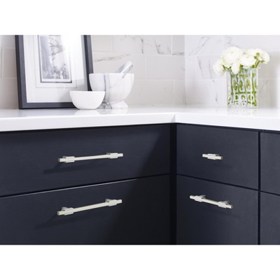 Polished Nickel Modern Bar Cabinet Pull with Mounting Hardware