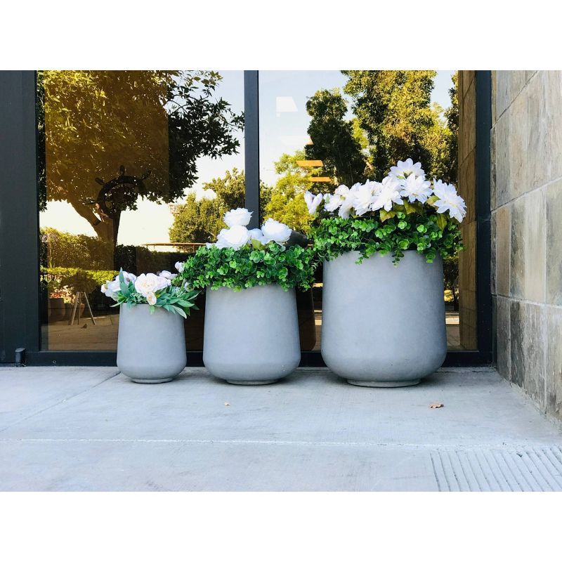 Kante Set of 3 Lightweight Concrete Footed Tulip Outdoor Planter - Rosemead Home &#38; Garden, Inc., 4 of 5