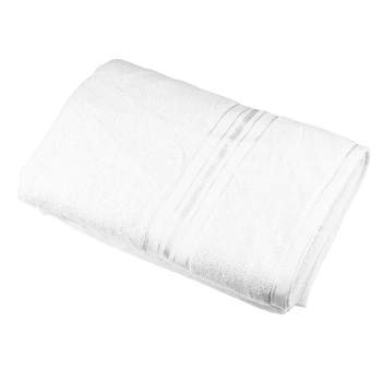 Unique Bargains Soft Absorbent Cotton Bath Towel Classic Design 55.12''x27.56'' for Bathroom Shower 1Pc White