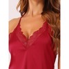 cheibear Women's Satin Lace V-Neck Racerback Sleeveless Sleepwear - 4 of 4