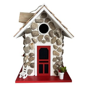 Home Bazaar 10" Fieldstone Guest Stone Cottage Bird House White - 1 of 4