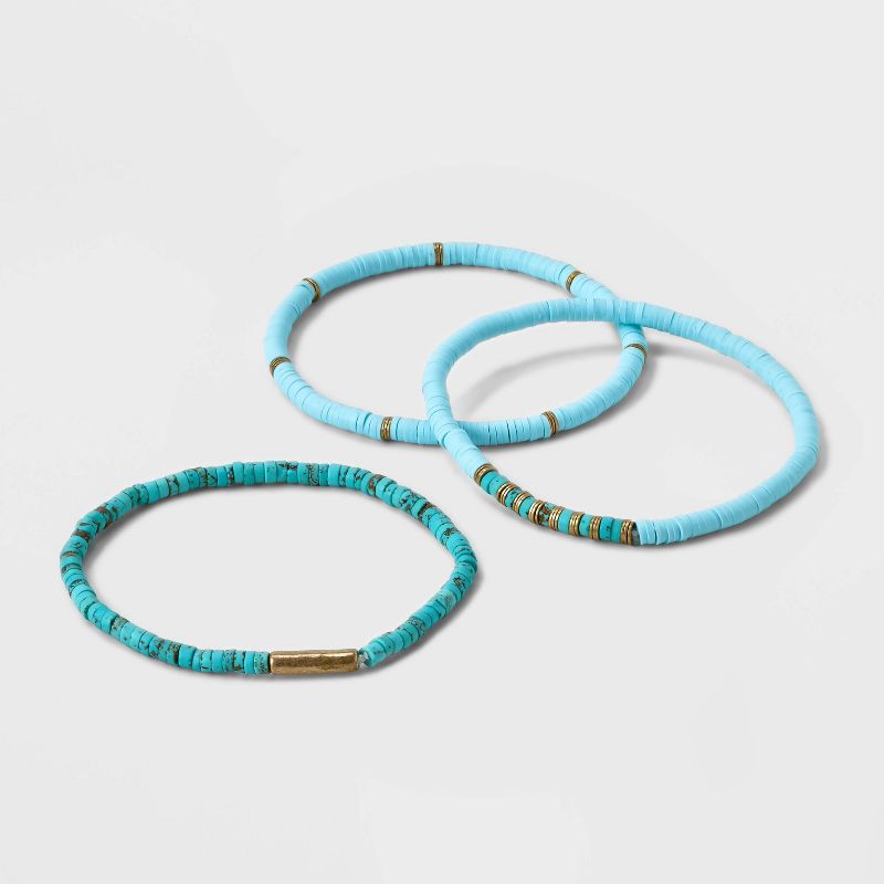 Semi-Precious Heishi Multi-Strand Bracelet Set 3pc - Universal Thread™, 1 of 6