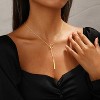 Long Lariat Necklace for Women, 14K Gold/Silver Plated Y-Drop Beaded Chain - 3 of 4