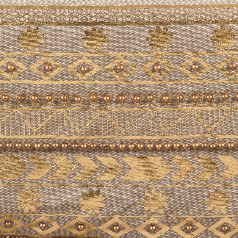 Saro Lifestyle Beaded Aztec Metallic Design Elegant Glam Cotton Table Runner, 16"x72", Gold, 3 of 4
