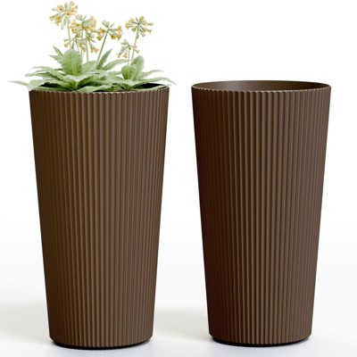 INFURNIC Planters, Outdoor Flower Pot, Tall Planters with Drainage Hole, for gardens, patios, or indoor spaces