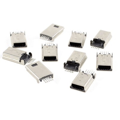 Unique Bargains Mini USB Type B Male Socket 5-Pin 180 Degree SMT Solder Jack Connector Adapter 10 Pcs