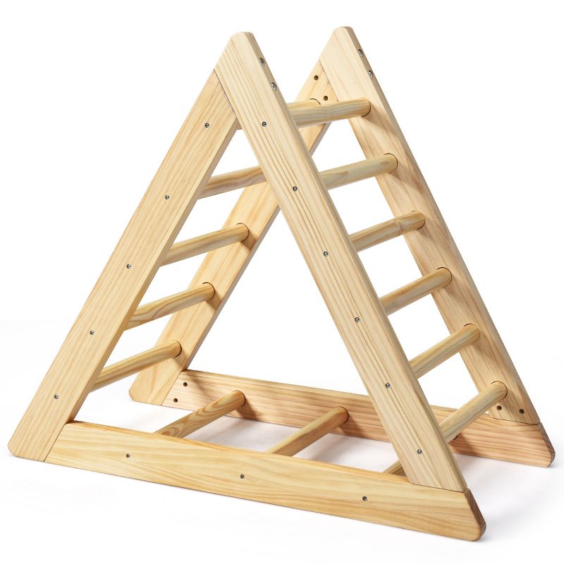 Costway Wooden Climbing Pikler Triangle with Climbing Ladder For Toddler Step Training, Natural, 3 of 11