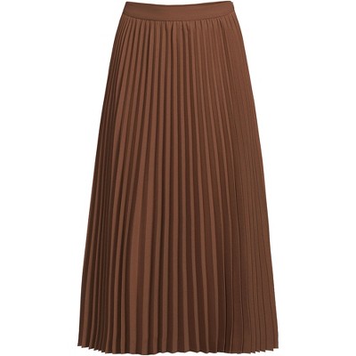 Lands' End Women's Poly Crepe Pleated Midi Skirt - 12 - Allspice : Target