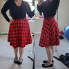 Women's Vintage Floral Midi Skirt - Pleated A-Line Skirt with Pockets Red-plaid - 3 of 4