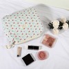 Unique Bargains Women's Travel Portable Cotton Large Cute Floral Pattern Makeup Bag Blue 1 Pc - 4 of 4