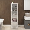 GlasFlength Decorative Storage Cabinet One-Door Tilt-Out Laundry Sorter, for Laundry, Free Standing Home Organizer, White, 13.77"*15.74"*55.11" - 2 of 4